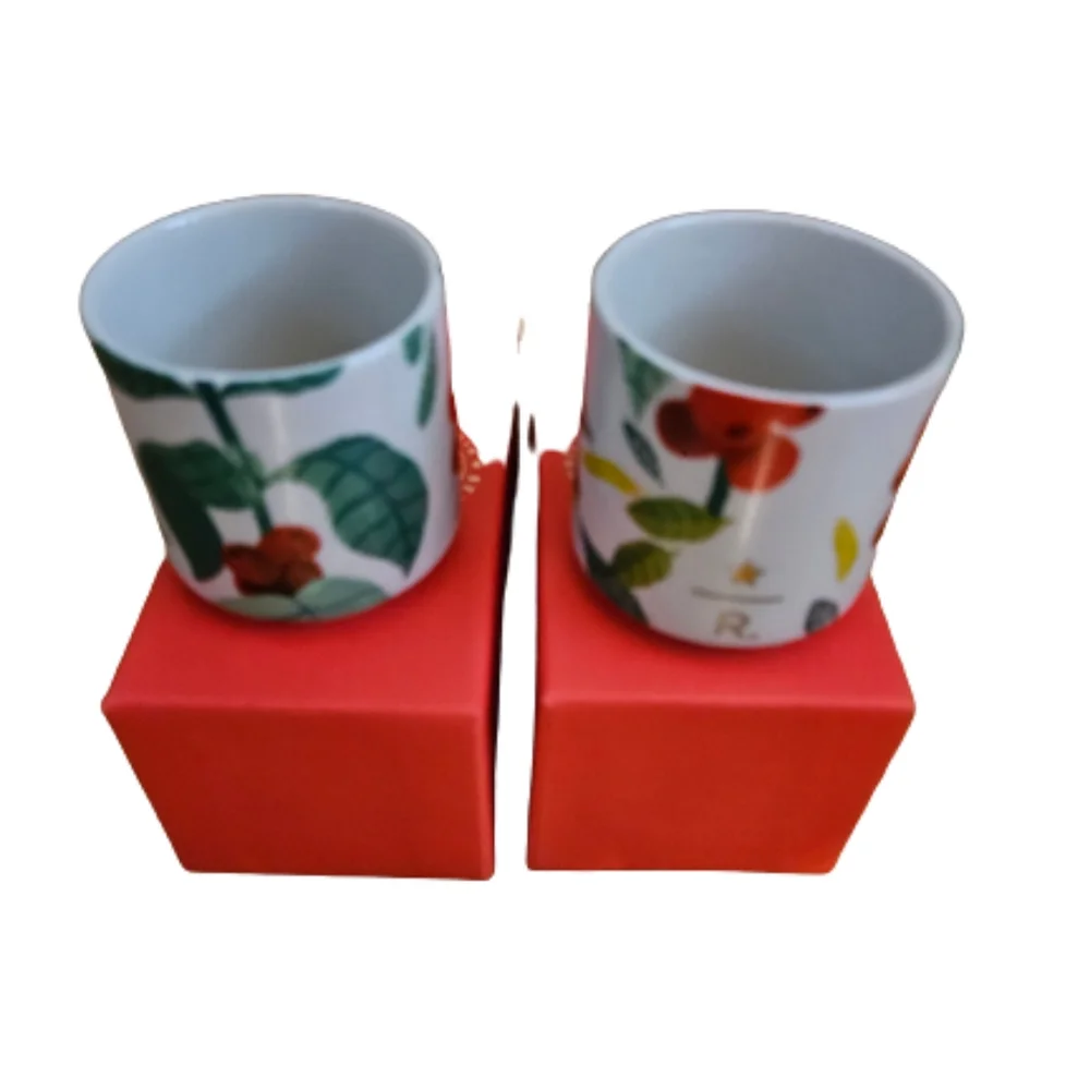 *NWT Starbucks Reserve Vintage Christmas 2018, Flora & Fauna 3 oz Espresso Cups